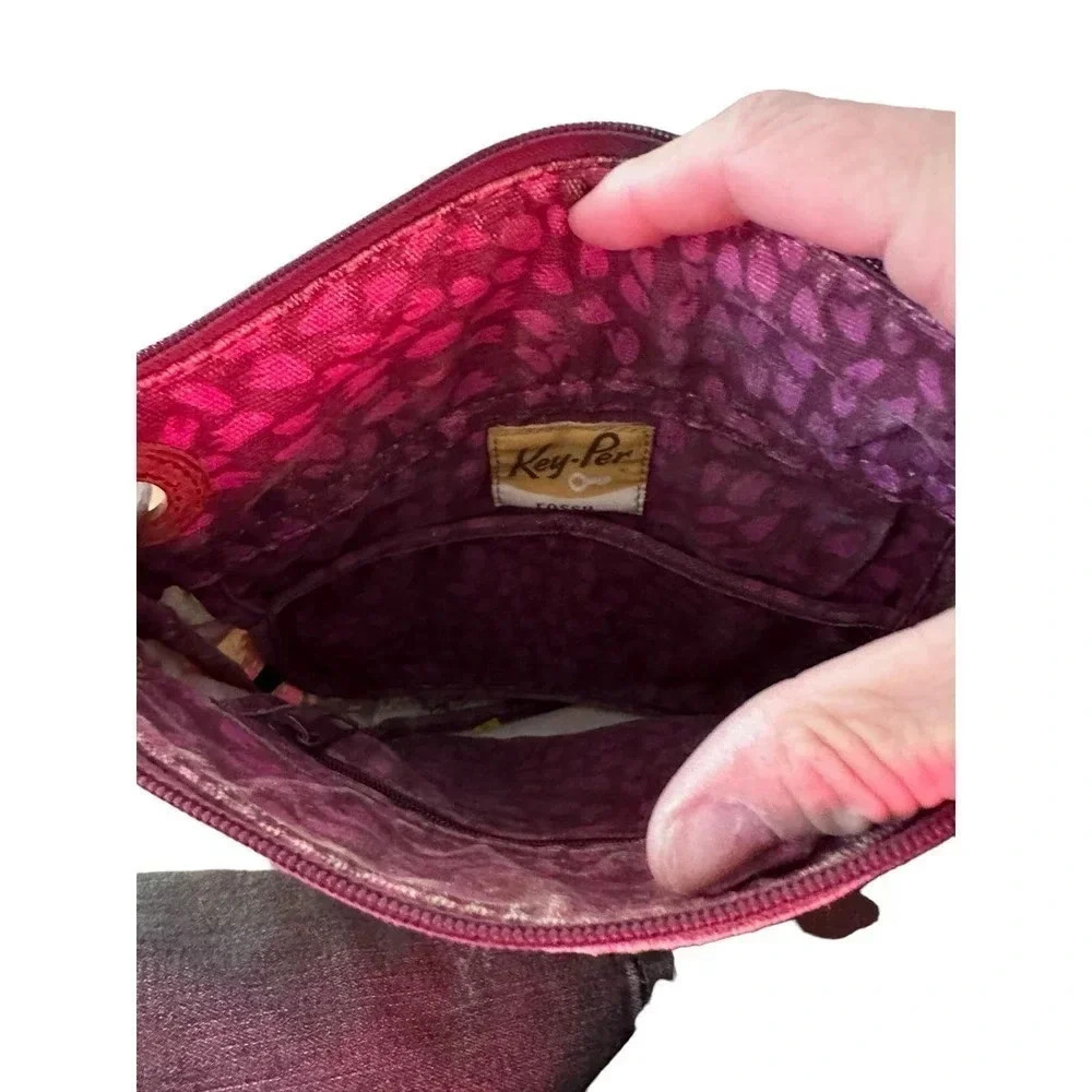 Fossil Key per Coated Canvas Mod Print Crossbody Satchel Bag - Picture 5 of 7